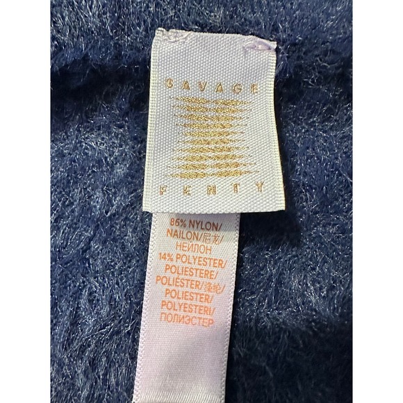 Savage x Fenty Navy Blue Fluff It Up Slip Mini Dress Women's Size Medium - Picture 7 of 11